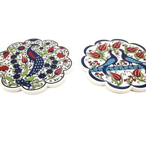 Turkish Handmade Ceramic Coaster (2pcs)